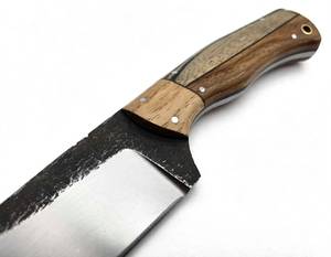 Outil utilitaire robuste d'extérieur en acier au carbone, fabriqué à la main, avec manche segmenté en bois - Product Image 6