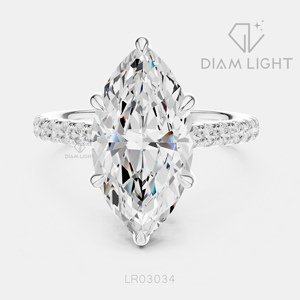 Bague de fiançailles en or blanc 14 carats, couleur F+, clarté VS+, pour femme, bague de luxe certifiée IGI, diamant de laboratoire taille marquise 3,65 carats - Product Image 1