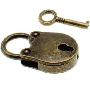 Mini cadenas vintage OEM en gros avec clé, style antique, petit cadenas décoratif de sécurité, finition bronze pour boîte à bijoux et armoire - Product Image 1