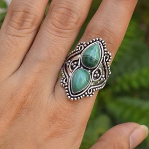 Malachite <b>Silver</b> <b>Ring</b> <b>925</b> Sterling <b>Silver</b> Handmade Jewelry Elegant Statement <b>Ring</b> for Her Gift for Women - Product Image 2