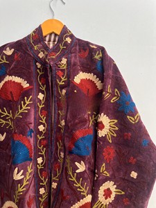 Handmade Luxurious Maroon Velvet <b>Jacket</b> for Women <b>Mandarin</b> <b>Collar</b> Soft Velvet Fabric Comfort Fit <b>Jacket</b> - Product Image 3