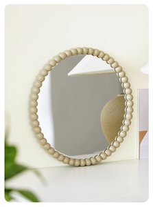 <b>Round</b> Matte Yellow Modern Handmade Bone Inlay Wall <b>Mirror</b> for <b>Bathroom</b> Entryway Living Room Hanging Decor by REHMAN CRAFT - Product Image 6