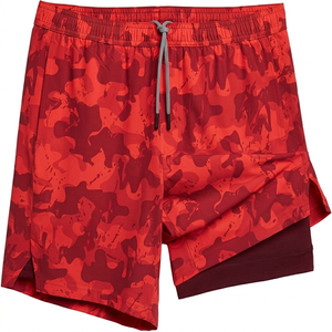 Shorts de sport et de course 2-en-1 pour hommes, taille mi-haute, respirants, camouflage, avec ceinture élastique et poches, en polyester/coton, haute qualité - Product Image 5