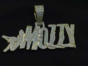 Pendentif Lettre Moissanite Iced Out avec sertissage griffe taille brillant rond, base en argent plaqué or 18 carats, style Hip Hop, breloque pour homme - Product Image 6