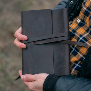 Rustic Handmade Refillable Leather Journal Cover with Embossed Printing Custom A5 A4 <b>Book</b> Wrap Tie All Colors Available - Product Image 5