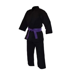 Uniforme de Taekwondo Negro con Cinturón Morado para Niños, Ropa de Artes Marciales, Corte Regular, 100% Algodón, Traje de Karate Resistente - Product Image 1