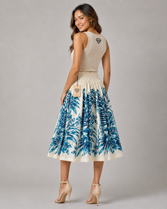 Falda Maxi Tropical Hawaiana para Mujer, Estampado Floral Isleño, Otoño, Personalizada, Casual, Vacaciones, Ligera, 100% Algodón, OEM - Product Image 3