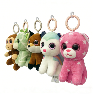 Assortiment de porte-clés en peluche animaux grands yeux personnalisés, lot de jouets sensoriels en peluche à suspendre pour poussette bébé - Product Image 3