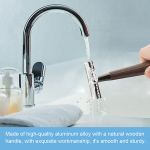 1 Rasoir de sécurité à double tranchant avec long manche en bois naturel, lame en alliage festonnée, outils de rasage - Product Image 3