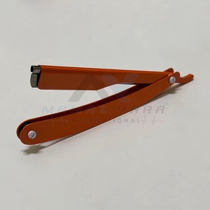Professional Men Grooming Stainless Steel Sliding Razor Manual Folding Replaceable Single Blade <b>Orange</b> <b>Slide</b> Lock Barber Razor - Product Image 4