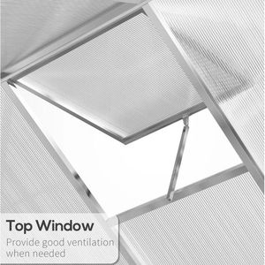Serre de jardin en polycarbonate 8 L x 6 W avec aération de toit, serre d'hiver pour hobby avec gouttière pour la ventilation du jardin - Product Image 6