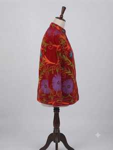 CHOHAN TEXTILE Handmade Breathable Knitted Embroidered <b>Quilted</b> Cotton <b>Jacket</b> Women Floral <b>Pattern</b> Stand Autumn/Winter Outerwear - Product Image 5