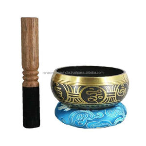Bol chantant artisanal à thème bouddhiste en laiton plaqué de qualité supérieure pour la guérison par la méditation du yoga comprend un coussin maillet meilleur marché - Product Image 6