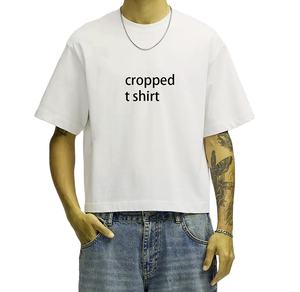 เสื้อยืดทรงหลวมไหล่ตก ผ้าคอตตอน ไซส์ใหญ่ สกรีนโลโก้ได้ ทรงบ็อกซี่ ตัดสั้น สไตล์สตรีทแวร์ สำหรับผู้ชาย - Product Image 1