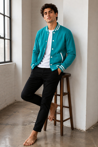 Modern varsity outer layer created for versatile comfort with smooth texture and stylish athletic inspired casual wardrobe - Product Image 5