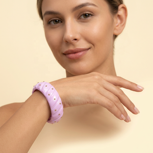 Handmade Resin Bangle Bracelet Round Pink <b>Flower</b> Pattern Custom Color Art Craft Jewelry From Handmade Collection - Product Image 1