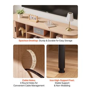 Boho Style <b>TV</b> Stand Entertainment Center Adjustable Storage <b>Shelves</b> Rolling Door Media Console Table <b>for</b> <b>TVs</b> 58 Inches 350 Lbs - Product Image 5
