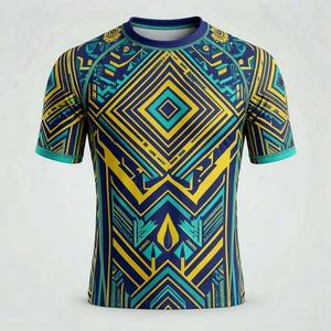 Camiseta Deportiva de Compresión de Manga Corta para Hombre, Sublimada en Azul, de Secado Rápido, con Logotipo Estampado en la Parte Delantera - Product Image 2