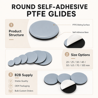 Glissières de chaise de bureau en PTFE autocollantes de 70 mm pour déplacement fluide sur sols durs