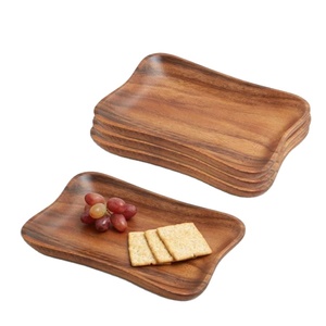 Real Acacia Fancy <b>Trays</b> Food <b>Snacks</b> Tea Coffee Serving <b>Tray</b> & Dishes Lightweight Eco Friendly Wooden <b>Trays</b> Plates For Restaurant - Product Image 1