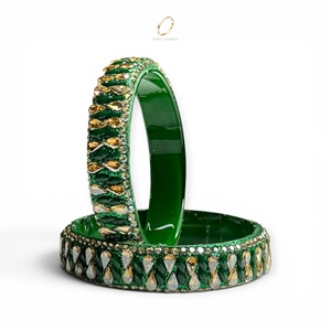 Nouvelle Collection – Bracelets en Verre Vert Foncé Tendance Style Cachemire pour Mariage – Vente Chaude – Fabricant Indien de Bijoux – Vente en Gros - Product Image 2