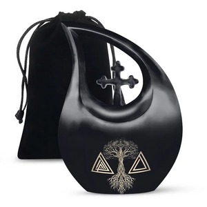 Hermoso caballo blanco en el bosque, urna de cremación con gota de lágrima, urna para adultos para cenizas humanas, urna cruzada grande con bolsa de terciopelo gratis - Product Image 6