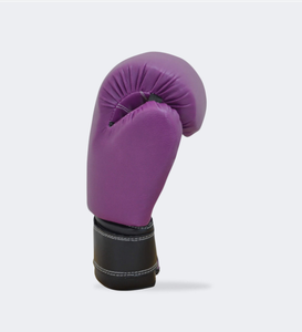 Purple Faux Leather Boxing Gloves Full Finger Velcro Closure Adjustable Wrist <b>Strap</b> Gym Training Gloves - Product Image 4