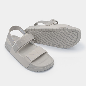Shondo Flat Sandals Grey Textile Upper <b>Hook</b> & Loop Closure Cushioned EVA Outsole Summer Casual Open Toe - Product Image 1
