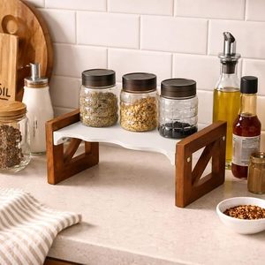 Modern Wood <b>Kitchen</b> Spice <b>Rack</b> Countertop Condiment Holder Pantry Organizer Freestanding Single Tier <b>Storage</b> - Product Image 1