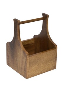 Organisateur de vaisselle en bois d'acacia, rectangulaire, à un seul niveau, style classique, sur pied, pour ateliers, avec poignée non pliable - Product Image 3
