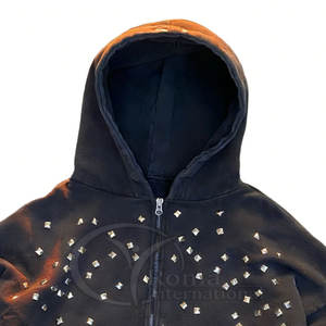 Sudadera con Capucha de Felpa para Hombre, Oversize, Estilo Urbano, con Pedrería y Lavado Ácido, de Lujo - Product Image 2