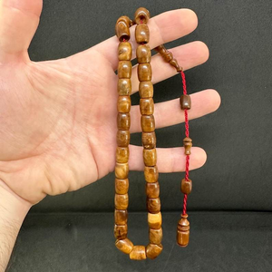 Chapelet de prière islamique en bois naturel poli, fait main, écologique, en forme de perles, pour la décoration religieuse de la maison - Product Image 6