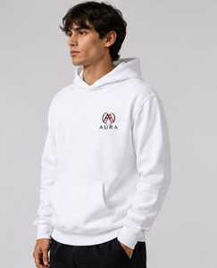 Sudadera con Capucha Blanca para Hombre AURA, Corte Regular, Algodón French Terry, Diseño con Bolsillos, Ropa Casual de Otoño - Product Image 2