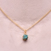 Colgante de Crisocola Natural en Plata de Ley 925 con Baño de Oro de 14K, Certificado IGI, Joyería Artesanal de Piedras Preciosas Naturales, Regalo - Product Image 4