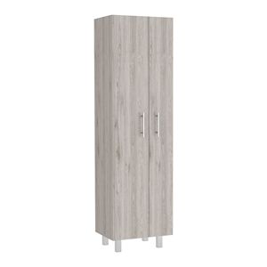 Armadio a due ante Nala grigio chiaro/bianco con quattro gambe e cinque ripiani per utensili di pulizia e scaffali multiuso - Product Image 6