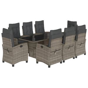 Ensemble de salle à manger pour jardin en rotin PE gris avec acier thermolaqué et verre trempé, élégant et durable - Product Image 2
