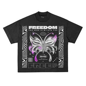 Camiseta de Algodón Pima para Hombre, Estampado por Sublimación, Transpirable, Corte Holgado, Lavado Ácido, Efecto Desgastado por el Sol, Peso Pesado - Product Image 1