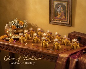 เชิงเทียนรูปช้าง ขายส่ง งานฝีมือโลหะ ทนทาน สำหรับเทียนทีไลท์ ตกแต่งบ้านสไตล์อินเดียดั้งเดิมสำหรับเทศกาลดิวาลี - Product Image 5
