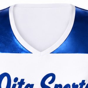 Maillot de cheerleading sans manches sublimé blanc et bleu roi, tenue de sport athlétique pour l'entraînement et la compétition - Product Image 5