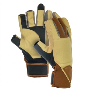 Smart Fishing Gloves Half <b>Finger</b> Breathable Lightweight Synthetic Hook Loop Closure Unisex All Seasons <b>Light</b> Blue Gray Cycling - Product Image 1