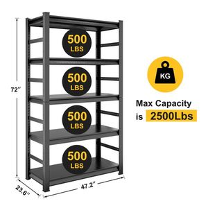 H72 W47.2 D23.6 5-Tier Heavy Duty Metal <b>Storage</b> Rack Adjustable <b>Kitchen</b> Shelving <b>Units</b> for Optimal Space Utilization - Product Image 4