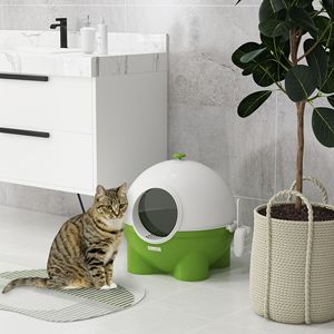 Lettiera Grande con Coperchio Verde Scuro e Coperchio a Cappuccio, in Materiale PP Pet-Friendly, 20.9"L X 20.1"W X 18.9"H, con Maniglia Superiore per Facile Rimozione della Sabbia - Product Image 2
