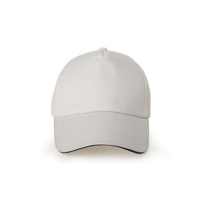 Casquette de baseball en coton blanc avec passepoil noir, impression de logo personnalisée, chapeau de sport réglable à fermeture snapback pour hommes et femmes, visière décontractée anti-soleil - Product Image 2