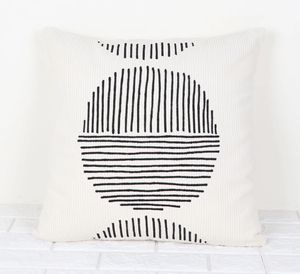 Hand Tufted Texture Boho Black and Ivory Cushion Cover Handmade Decorative <b>Pillow</b> Case for Sofa Bedroom Living Room Home <b>Decor</b> - Product Image 1