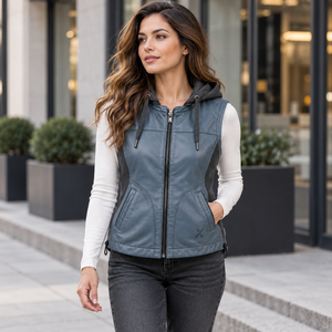Women's Casual & Streetwear Leather <b>Vests</b> | <b>Grey</b> Black Burgundy Brown Blue | OEM ODM Manufacturer | Premium Design Quality | - Product Image 6
