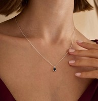 Colliers pendentifs tendance en argent sterling 925 plaqué rhodium avec obsidienne noire pour femmes, vente en gros