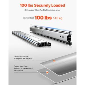 "Home Cabinet Dresser 20 Inch Heavy Duty 10 Pairs Ball Bearing <b>Drawer</b> <b>Slides</b> 100LB Load Capacity" - Product Image 4