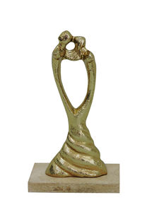 Statue de couple abstraite en aluminium doré – Figurine artisanale moderne et romantique pour la décoration intérieure, élégant cadeau d'anniversaire de mariage 12 pouces - Product Image 4
