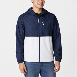 Men's Hooded Woven <b>Windbreaker</b> Jacket Stand Double Color Full Zipper Solid Lightweight Waterproof Autumn Casual Outdoor - Product Image 1