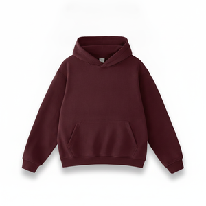 Sweat-shirt à capuche oversize pour homme, couleur bordeaux, en molleton de coton, avec poche kangourou, style streetwear décontracté, pour l'hiver - Product Image 4